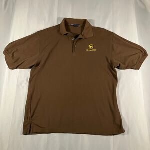 Port Authority Polo Shirt Mens Large Brown UPS We Love Logistics Embroidered